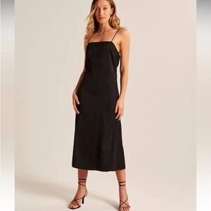 Abercrombie Crinkle Satin Midi Dress NWT